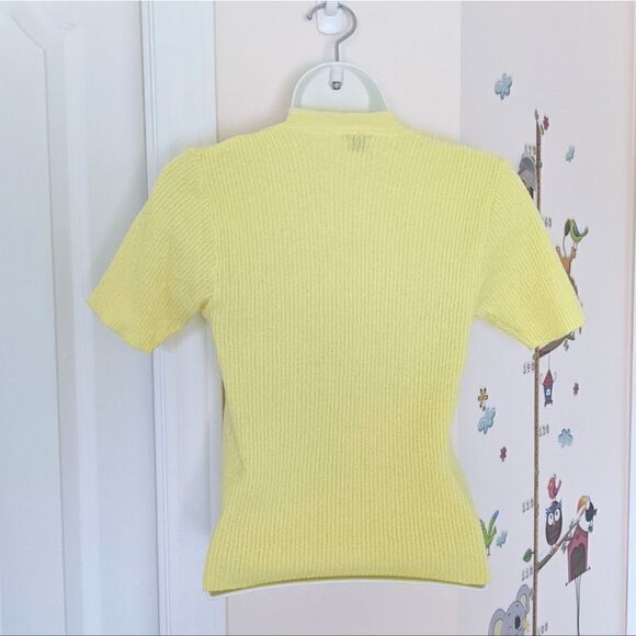 Vintage Y2K Ribbed embroidered yellow shirt top buttons Small XS @F1 - Picture 2 of 8